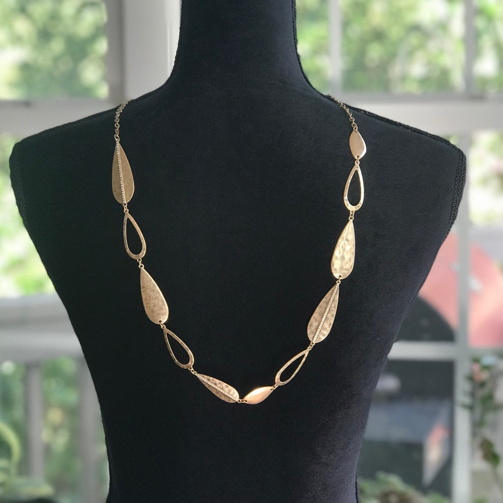 Teardrop Link Necklace with Stone Accents - Picture 2 of 3